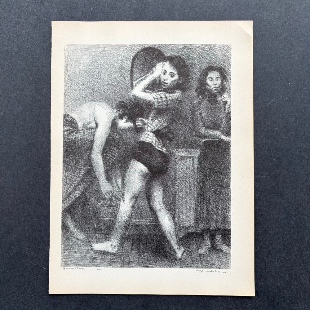 Raphael Soyer "Backstage" 1930s Art Print Theater Figures Sketch Vintage